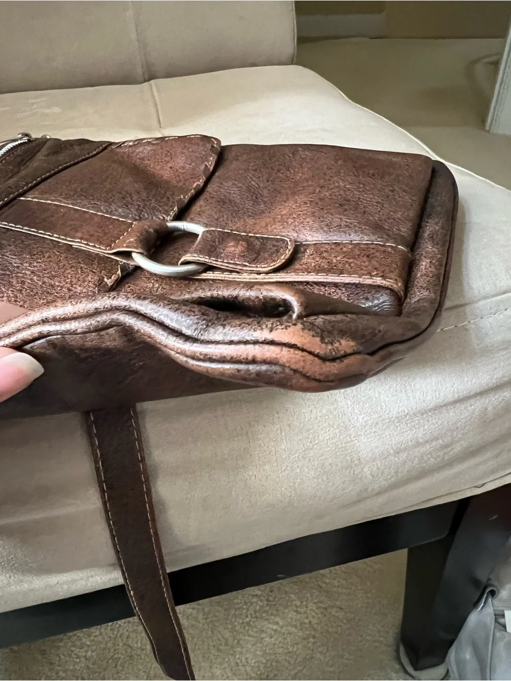 JL Saldivar Vintage Smooth Brown Leather Crossbody Utility Messenger Unisex